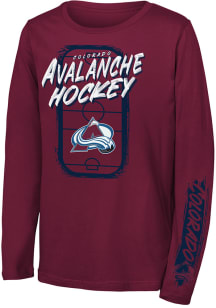 Colorado Avalanche Youth Maroon Edgy Long Sleeve T-Shirt