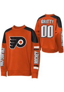 Gritty  Outer Stuff Philadelphia Flyers Youth Orange NN LS Crew Best Defense Long Sleeve Player T-..