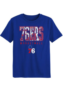 Philadelphia 76ers Boys Blue Court Canvas Short Sleeve T-Shirt