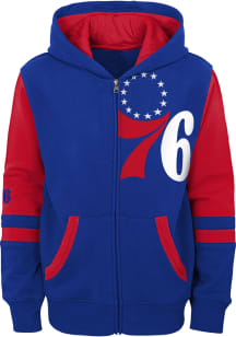 Philadelphia 76ers Boys Blue Straight to the Leauge Long Sleeve Full Zip Hooded Sweatshirt