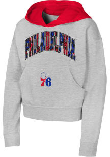 Philadelphia 76ers Girls Grey Straight Shooter Long Sleeve Hooded Sweatshirt