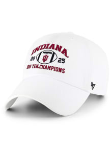 47 Indiana Hoosiers 2025 Big Ten Football Champs Event Clean Up Adjustable Hat - White