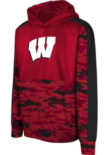 Wisconsin Badgers Youth Red Pro Drill Long Sleeve Hoodie