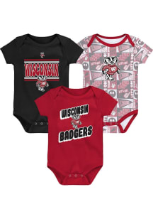 Wisconsin Badgers Baby Red Sunday Commics 3PK SS Design One Piece