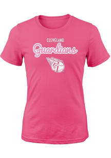 Cleveland Guardians Girls Pink Big Game Short Sleeve Tee