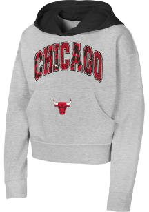 Chicago Bulls Girls Grey Straight Shooter Long Sleeve Hooded Sweatshirt