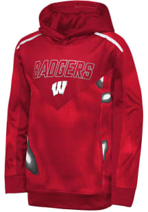 Wisconsin Badgers Youth Red Offensive Line Long Sleeve Hoodie