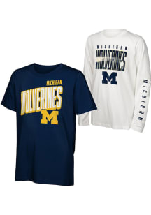 Michigan Wolverines Youth Blue The Mix 3-In-1 Long Sleeve T-Shirt