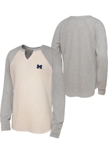 Michigan Wolverines Girls Grey Touch Back Long Sleeve T-shirt