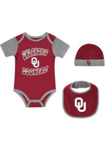 Oklahoma Sooners Baby Cardinal Tag Team Set One Piece with Bib