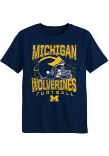 Michigan Wolverines Boys Blue Loud and Proud Football Short Sleeve T-Shirt