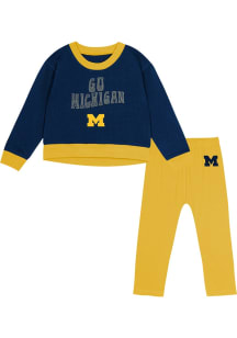 Michigan Wolverines Infant Girls Blue Stay Playing Set Top and Bottom