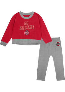 Ohio State Buckeyes Infant Girls Red Stay Playing Set Top and Bottom