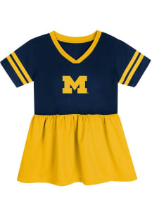 Michigan Wolverines Baby Girls Blue Stadium Lights Short Sleeve Dress