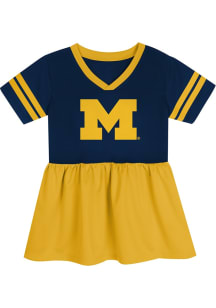 Michigan Wolverines Toddler Girls Blue Stadium Lights Short Sleeve Dress