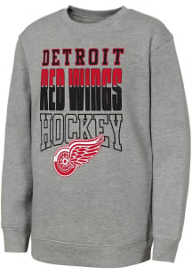 Detroit Red Wings Youth Grey Full Speed Long Sleeve Crew Sweatshirt
