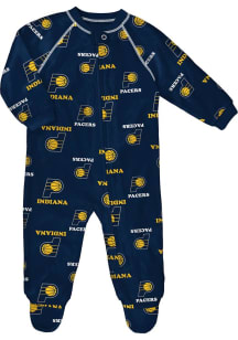 Indiana Pacers Baby Navy Blue Raglan Loungewear One Piece Pajamas