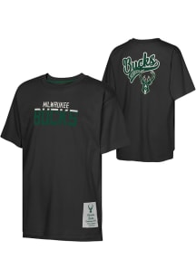 Milwaukee Bucks Youth Black Catch and Shoot Short Sleeve Fashion T-Shirt