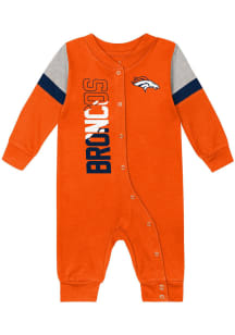 Denver Broncos Baby Orange Play Hard Long Sleeve One Piece