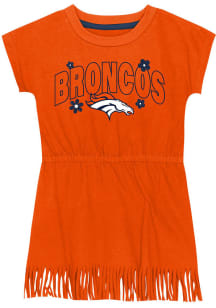 Denver Broncos Toddler Girls Orange Flower Power Short Sleeve Dress