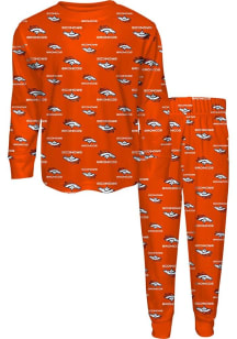Denver Broncos Boys All Over Logo Set PJ Set - Orange