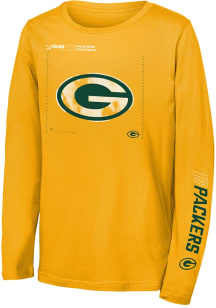 Green Bay Packers Youth Gold Heat Map Logo Long Sleeve T-Shirt
