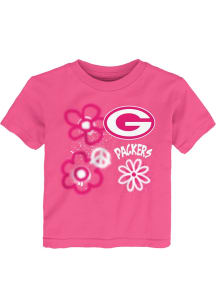 Green Bay Packers Toddler Girls Pink Flower Power Short Sleeve T-Shirt