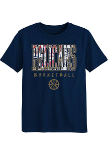 New Orleans Pelicans Boys Navy Blue Court Canvas Short Sleeve T-Shirt