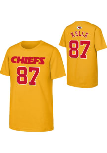 Travis Kelce Kansas City Chiefs Youth Gold Mainliner NN Player Tee
