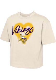 Minnesota Vikings Girls White Spray Heart Short Sleeve Tee