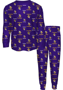 Minnesota Vikings Boys All Over Logo Set PJ Set - Purple