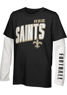 New Orleans Saints Boys Black The Mix Long Sleeve T-Shirt