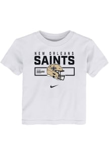 Nike New Orleans Saints Toddler White Helmet Essential Short Sleeve T-Shirt