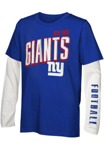 New York Giants Youth Blue The Mix Long Sleeve T-Shirt