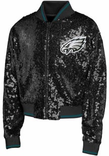 Philadelphia Eagles Girls Black Glam Squad Long Sleeve Full Zip Jacket