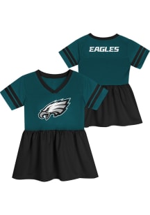 Philadelphia Eagles Girls Teal Stadium Lights Short Sleeve Dress