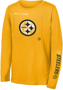 Pittsburgh Steelers Youth Gold Heat Map Logo Long Sleeve T-Shirt
