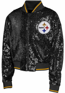Pittsburgh Steelers Girls Black Glam Squad Long Sleeve Full Zip Jacket