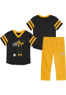 Pittsburgh Steelers Toddler Black Red Zone Mascot Set Top and Bottom