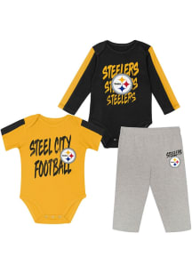 Pittsburgh Steelers Infant Black Double Down Set Top and Bottom