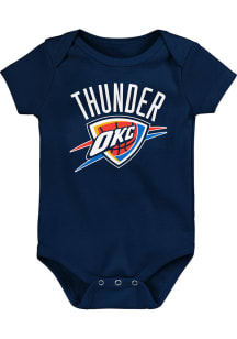 Oklahoma City Thunder Baby Navy Blue Primary Logo Graphic Short Sleeve One Piece
