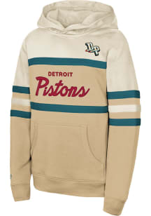 Mitchell and Ness Detroit Pistons Youth White Head Coach Long Sleeve Hoodie