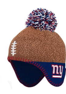 New York Giants Football Head Baby Knit Hat - Brown