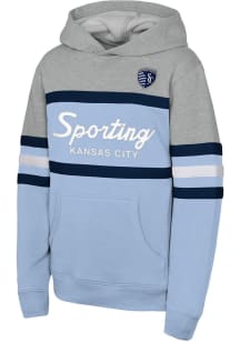 Mitchell and Ness Sporting Kansas City Youth Light Blue Head Coach Long Sleeve Hoodie
