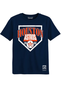 Mitchell and Ness Houston Astros Boys Navy Blue Equipment Short Sleeve T-Shirt