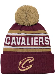 Cleveland Cavaliers Maroon Wordmark Jacquard Cuff Pom Youth Knit Hat