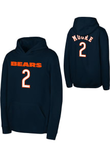 DJ Moore Outer Stuff Chicago Bears Youth NN Long Sleeve Player Hoodie Navy Blue