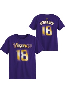 Justin Jefferson  Minnesota Vikings Boys Purple Thermal NN Short Sleeve T-Shirt