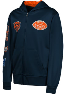 Chicago Bears Boys Navy Blue Training Camp Long Sleeve Full Zip Hooded Sweatshirt