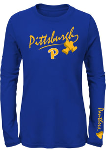 Pitt Panthers Girls Blue Full of Heart Long Sleeve T-shirt